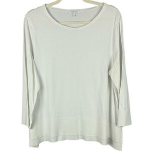 Habitat 100% Cotton White 3/4 Sleeve Top Size Large